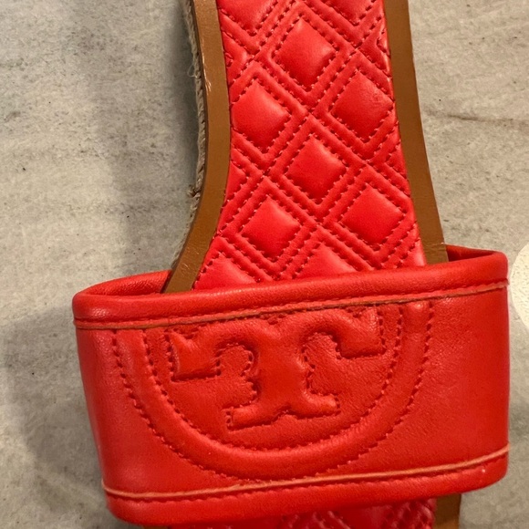 NWOB Tory Burch Fleming 50MM Slide Espadrilles Red/Orange Leather Size 7.5 - Picture 5 of 6